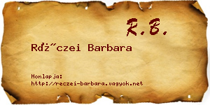 Réczei Barbara névjegykártya